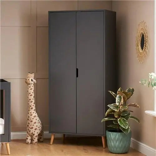 Obaby Maya Double Wardrobe - Slate with Natural Obaby