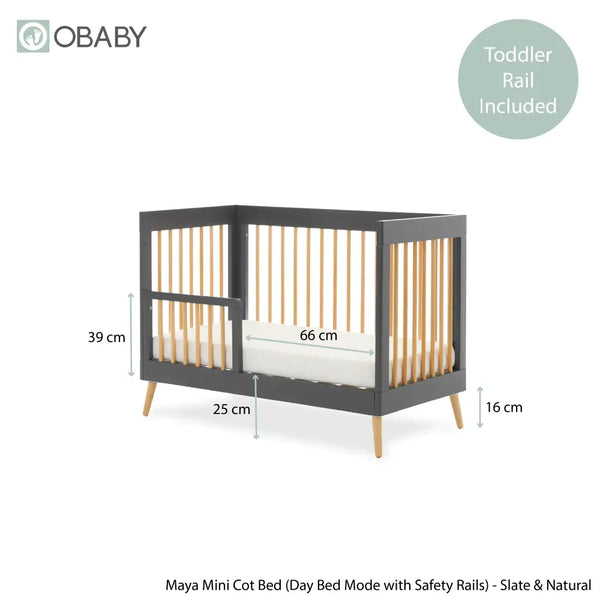 Obaby Maya Mini 2 Piece Nursery Furniture Set – Slate & Natural Wood Obaby