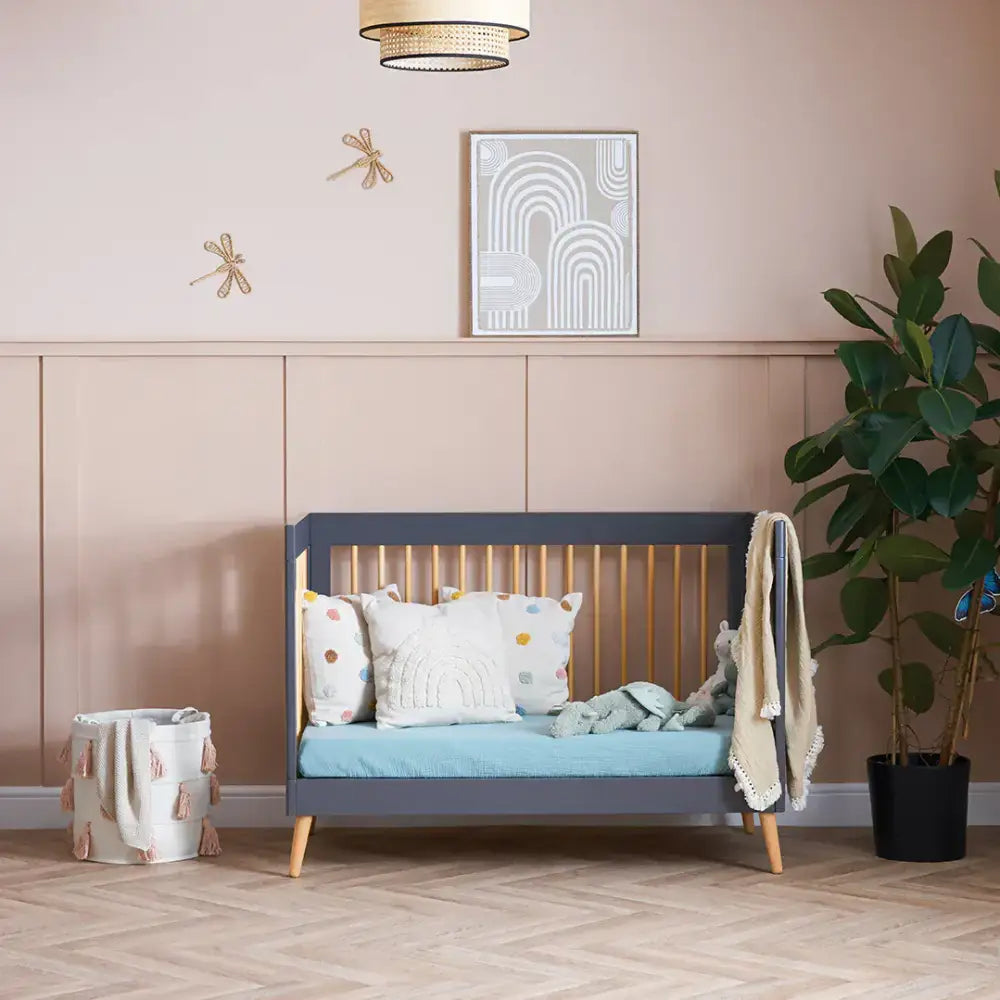 Obaby Maya Mini 2 Piece Nursery Furniture Set – Slate & Natural Wood Obaby