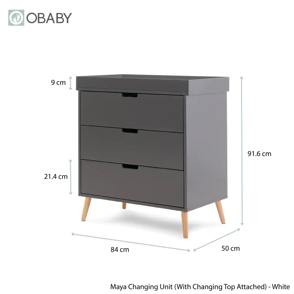 Obaby Maya Mini 2 Piece Nursery Furniture Set – Slate & Natural Wood Obaby