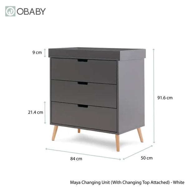Obaby Maya Mini 2 Piece Nursery Furniture Set – Slate & Natural Wood Obaby
