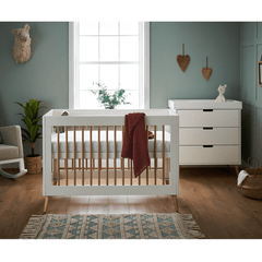 Obaby Maya Mini 2 Piece Nursery Furniture Set – White & Natural Wood