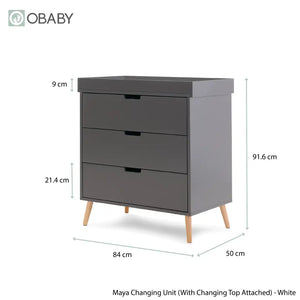 Obaby Maya Mini 3 Piece Nursery Furniture Set – Slate & Natural Wood Obaby