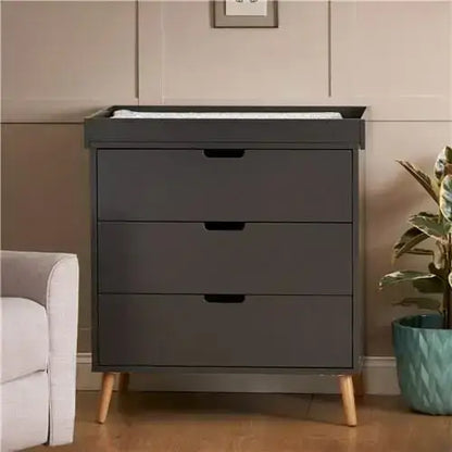 Obaby Maya Mini 3 Piece Nursery Furniture Set – Slate & Natural Wood Obaby
