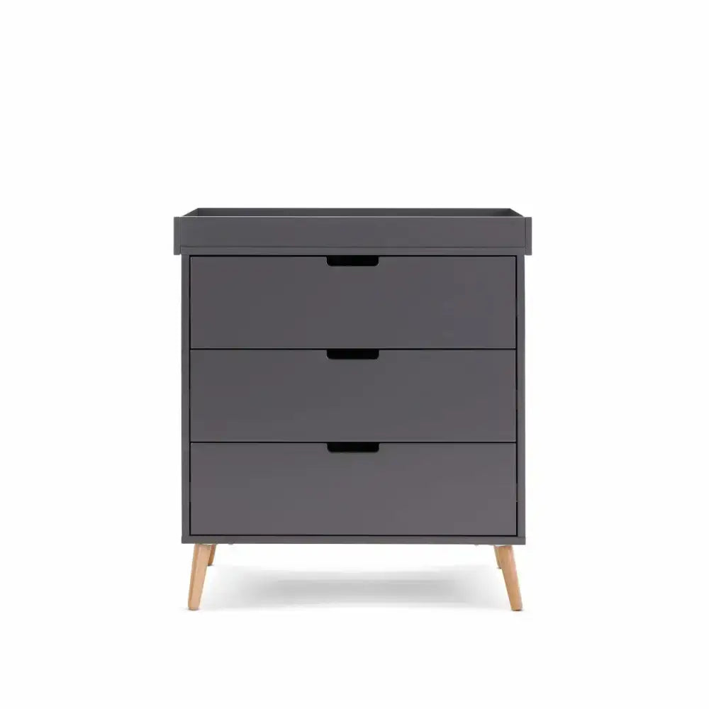 Obaby Maya Mini 3 Piece Nursery Furniture Set – Slate & Natural Wood Obaby