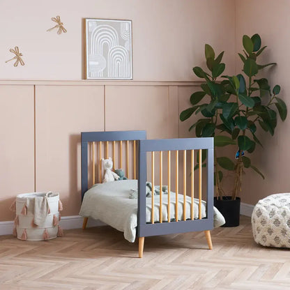 Obaby Maya Mini Cot Bed – Slate & Natural Wood Obaby