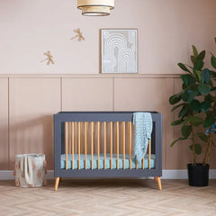 Obaby Maya Mini Cot Bed – Slate & Natural Wood