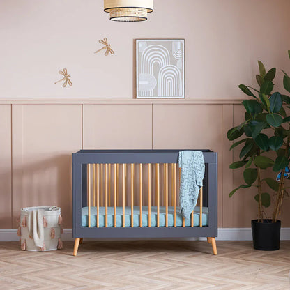 Obaby Maya Mini Cot Bed – Slate & Natural Wood Obaby