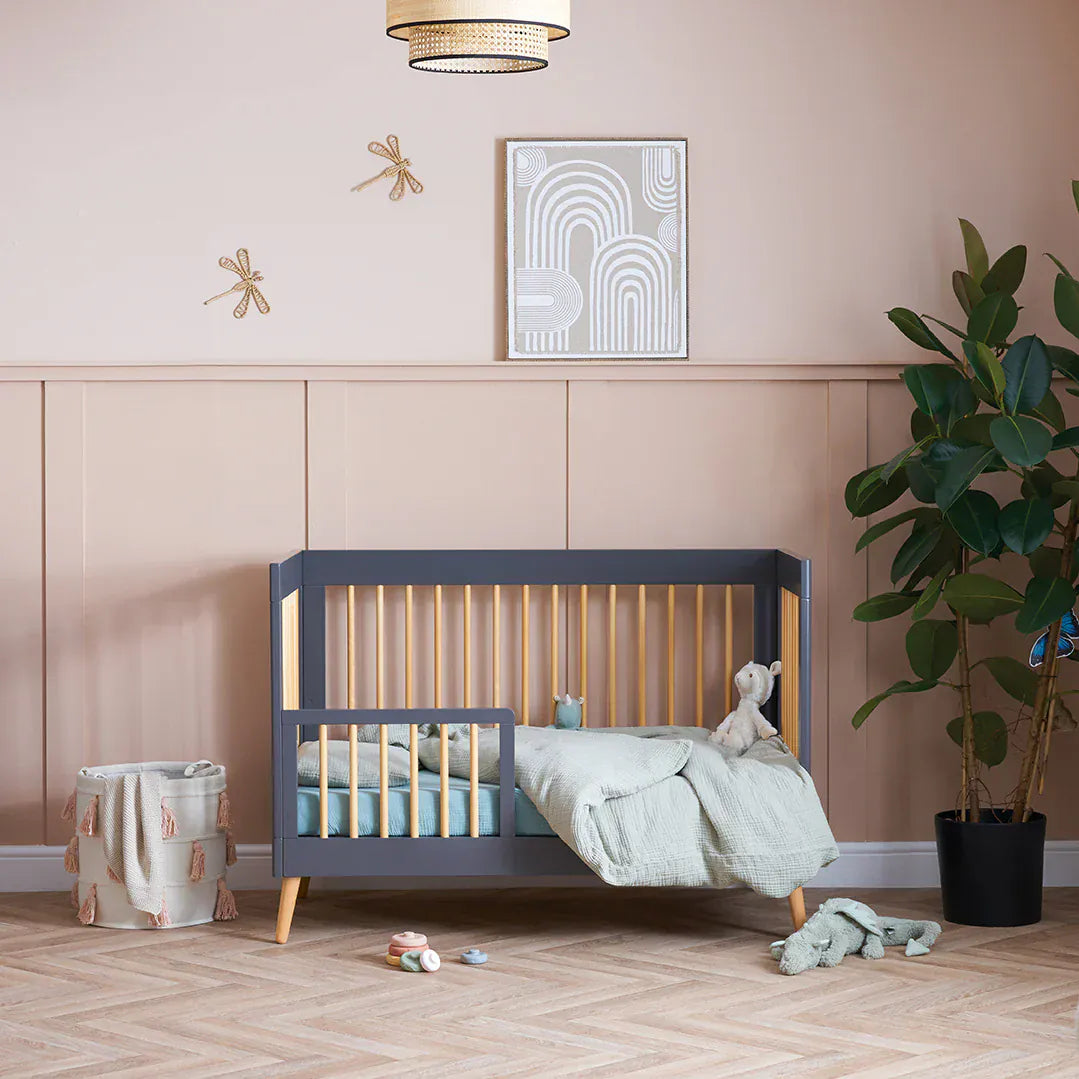 Obaby Maya Mini Cot Bed – Slate & Natural Wood Obaby