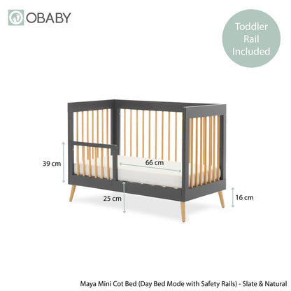 Obaby Maya Mini Cot Bed – Slate & Natural Wood Obaby