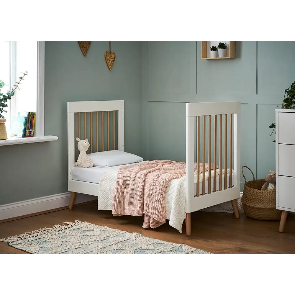 Obaby Maya Mini Cot Bed – White & Natural Wood Obaby