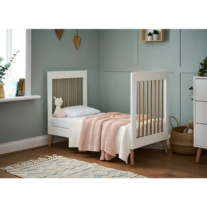 Obaby Maya Mini Cot Bed – White & Natural Wood Obaby