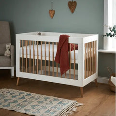 Obaby Maya Mini Cot Bed – White & Natural Wood
