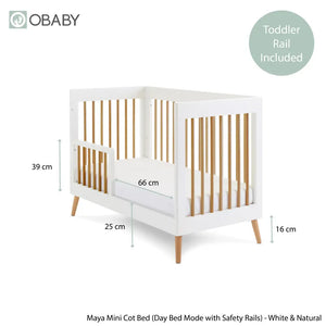 Obaby Maya Mini Cot Bed – White & Natural Wood Obaby
