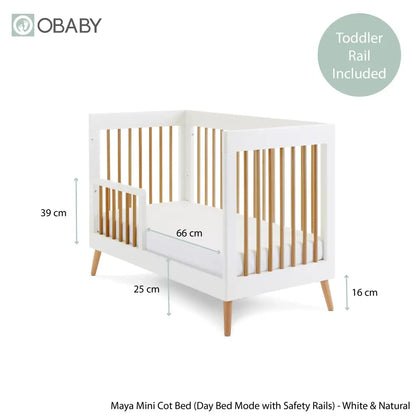 Obaby Maya Mini Cot Bed – White & Natural Wood Obaby