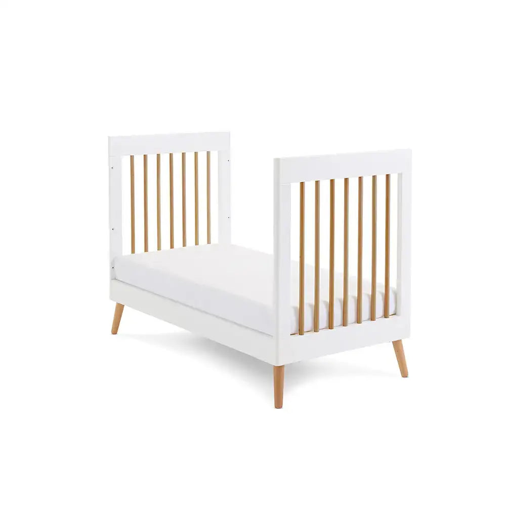 Obaby Maya Mini Cot Bed – White & Natural Wood Obaby
