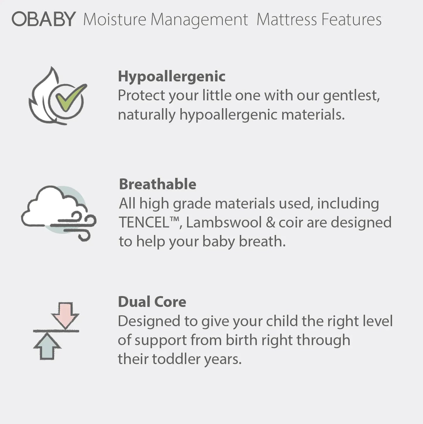 Obaby Moisture Management Cot Bed Mattress -140x70cm OBaby
