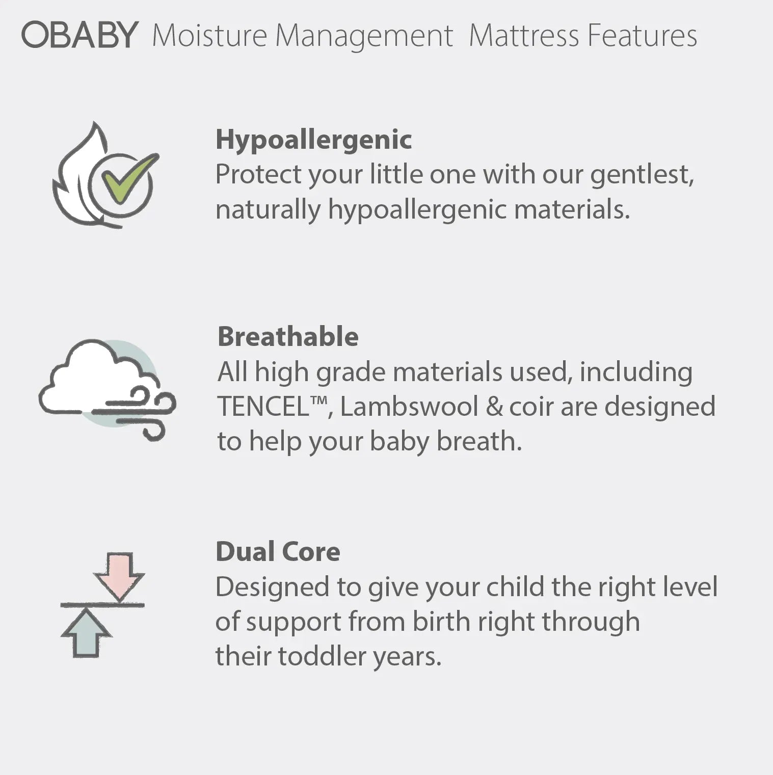 Obaby Moisture Management Cot Bed Mattress -140x70cm OBaby