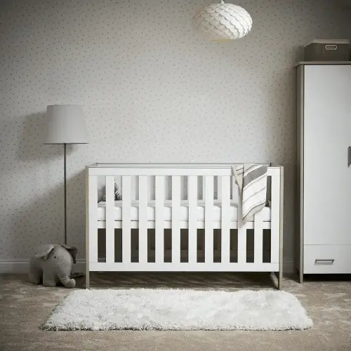 OBaby Nika Cot Bed - Grey wash and White Obaby