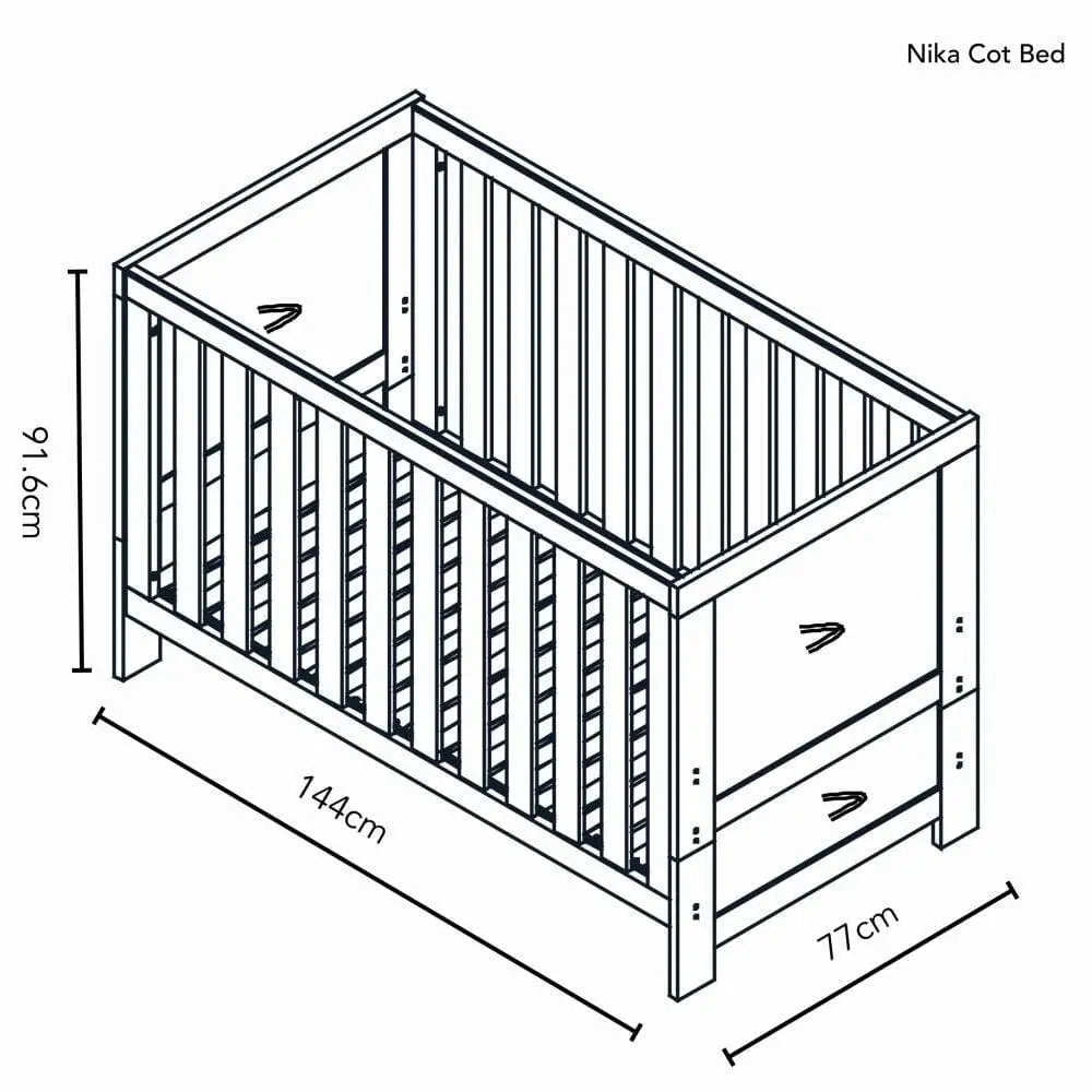 OBaby Nika Cot Bed - Grey wash and White  Obaby   