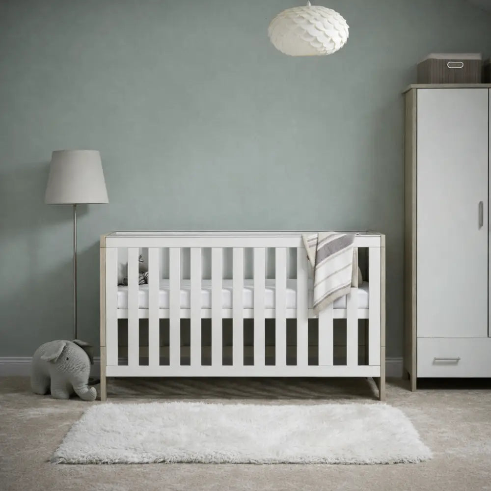 OBaby Nika Cot Bed - Grey wash and White