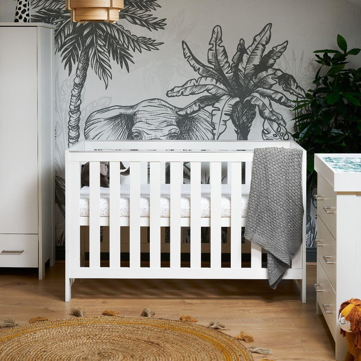 OBaby Nika Cot Bed - White wash  Obaby   