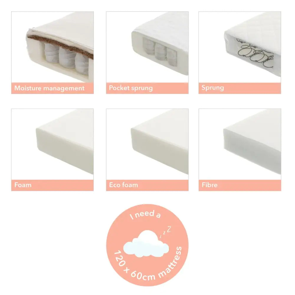 OBaby Nika Mini Cot Bed - Grey wash and White Obaby