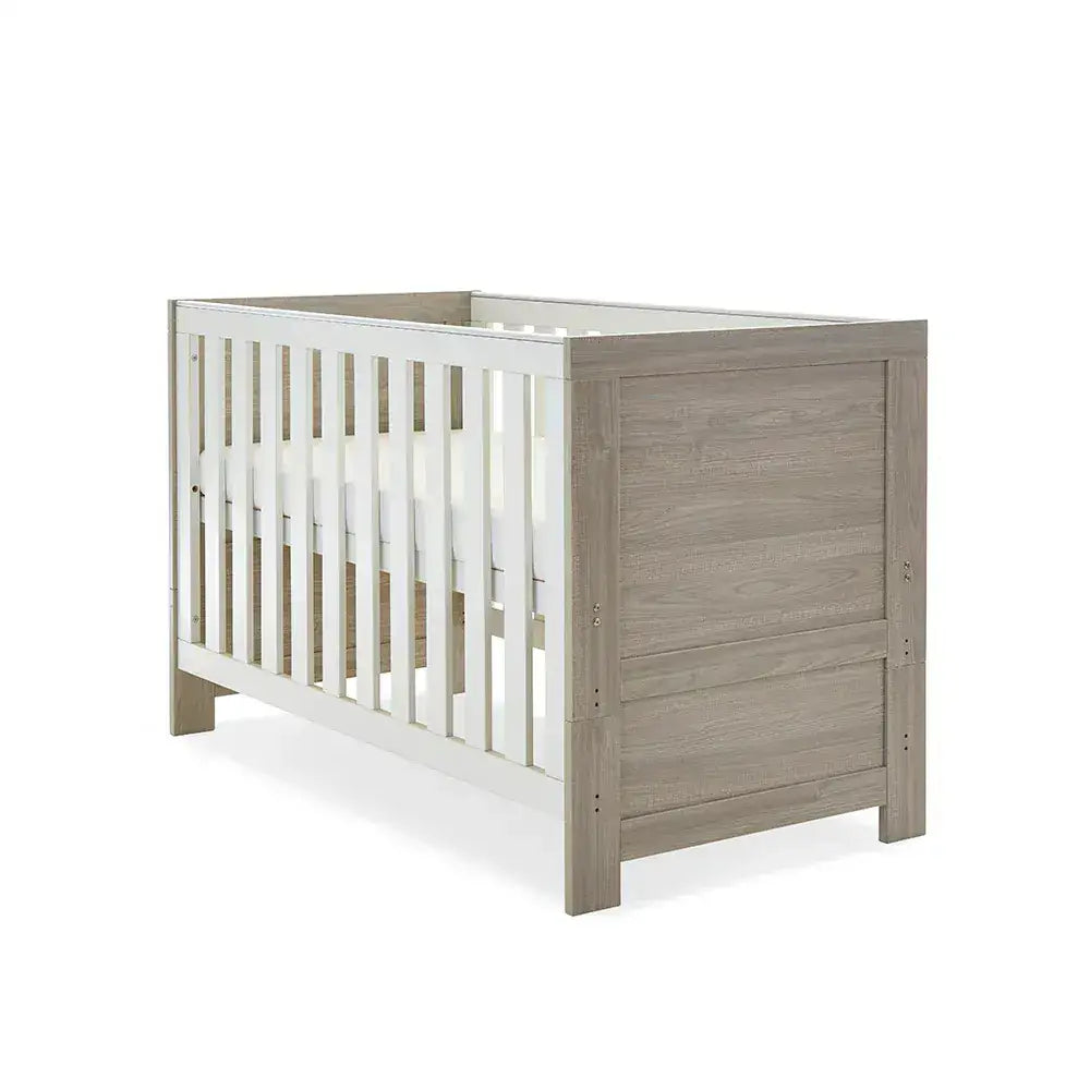 OBaby Nika Mini Cot Bed - Grey wash and White Obaby