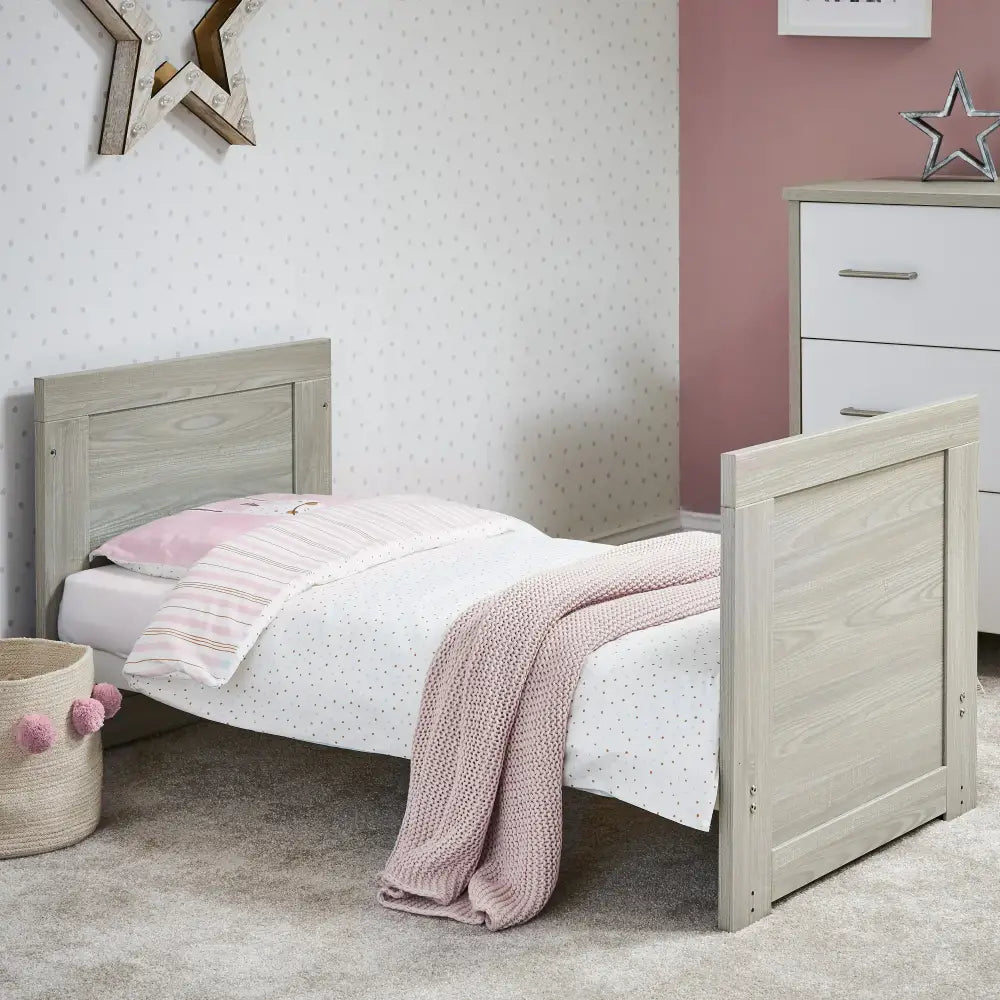 OBaby Nika Mini Cot Bed - Grey wash and White Obaby