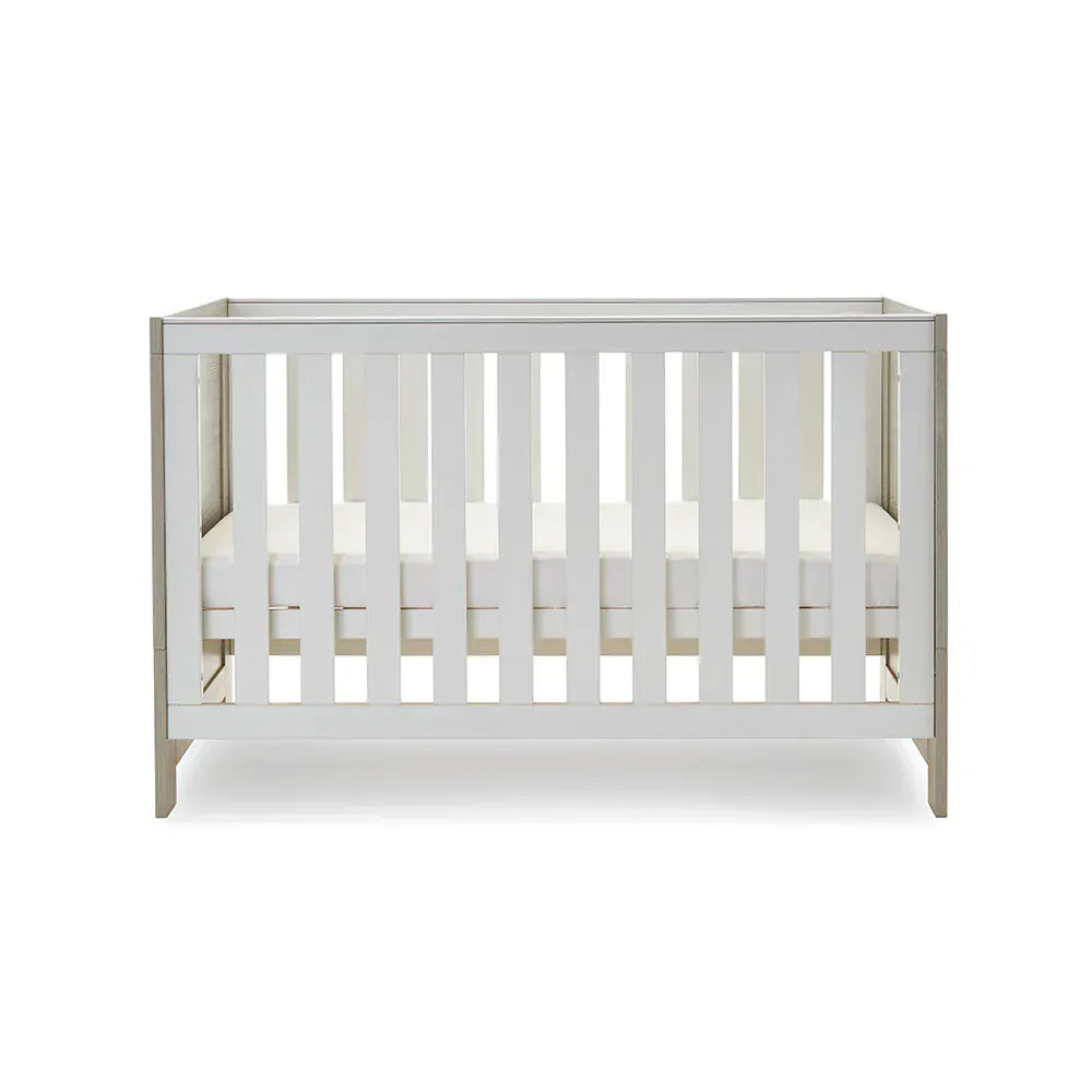 OBaby Nika Mini Cot Bed - Grey wash and White Obaby