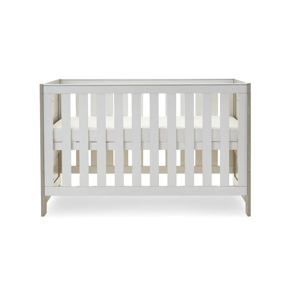 OBaby Nika Mini Cot Bed - Grey wash and White Obaby