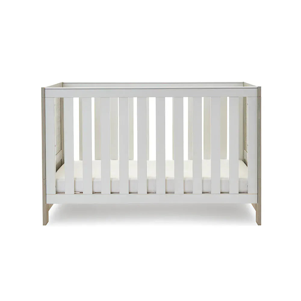 OBaby Nika Mini Cot Bed - Grey wash and White Obaby