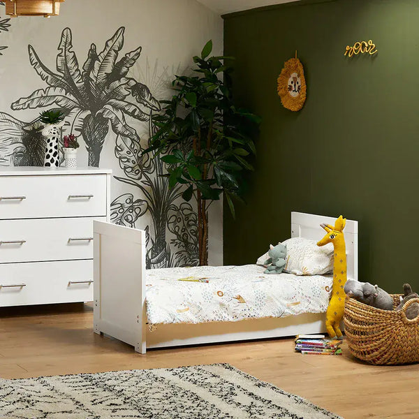 OBaby Nika Mini Cot Bed - White Wash Obaby