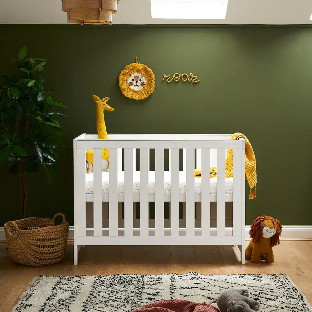 OBaby Nika Mini Cot Bed - White Wash Obaby