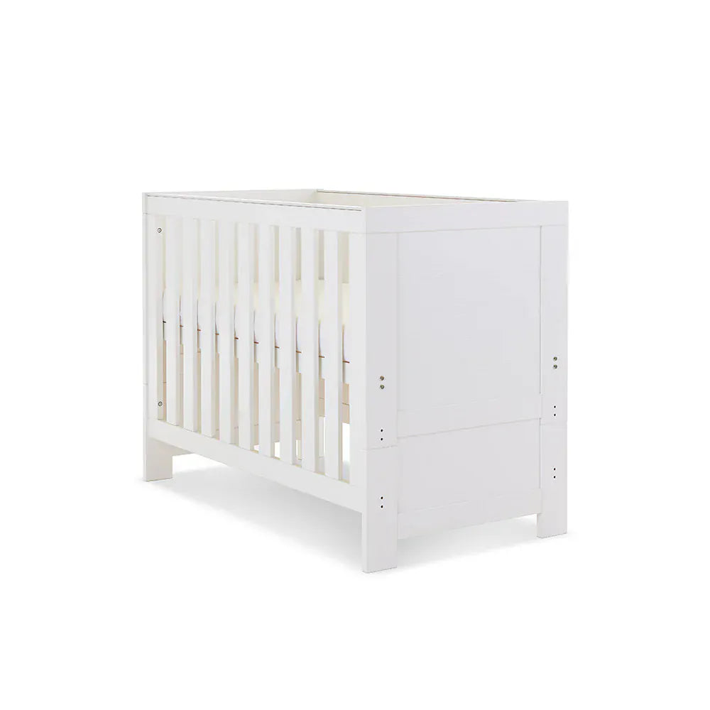 OBaby Nika Mini Cot Bed - White Wash Obaby
