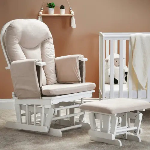 OBaby Reclining Glider Nursery Chair & Stool - Sand Obaby