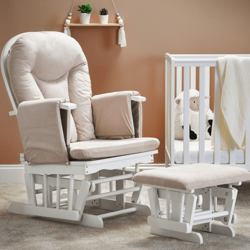 OBaby Reclining Glider Nursery Chair & Stool - Sand  Obaby   