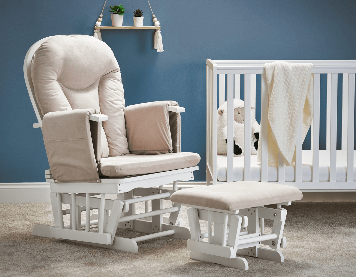 OBaby Reclining Glider Nursery Chair & Stool - Sand  Obaby   