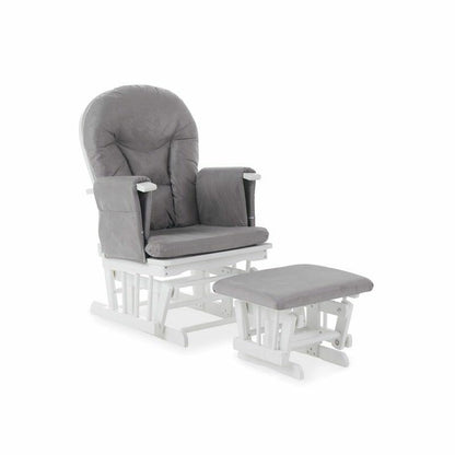 OBaby Reclining Glider Nursery Chair & Stool - White & Grey  Obaby   