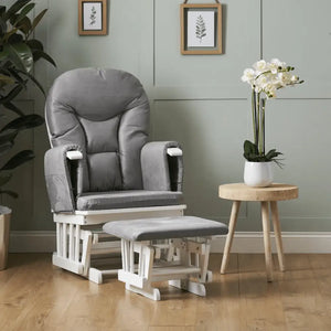 OBaby Reclining Glider Nursery Chair & Stool - White & Grey  Obaby   