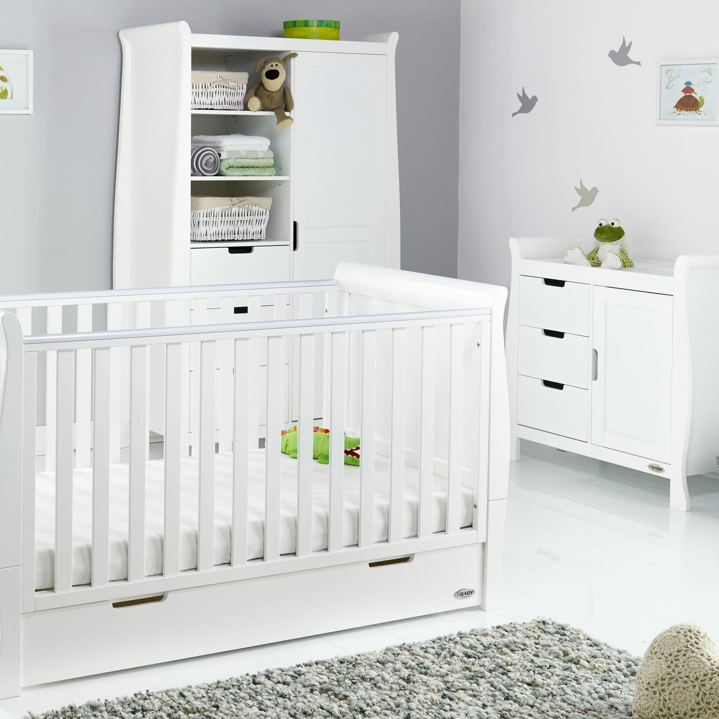 OBaby Stamford 4 Piece Nursery Room Set - White  Obaby   