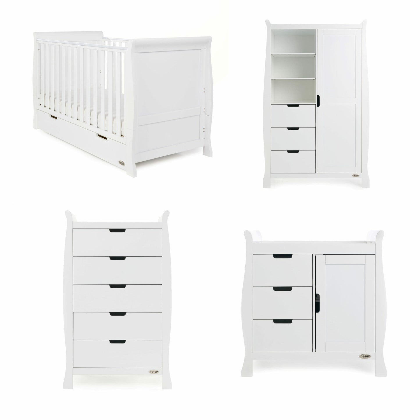 OBaby Stamford 4 Piece Nursery Room Set - White  Obaby   