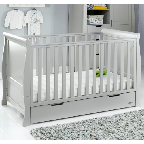 OBaby Stamford Classic Cot Bed - Warm Grey with Under Bed Drawer  Obaby   