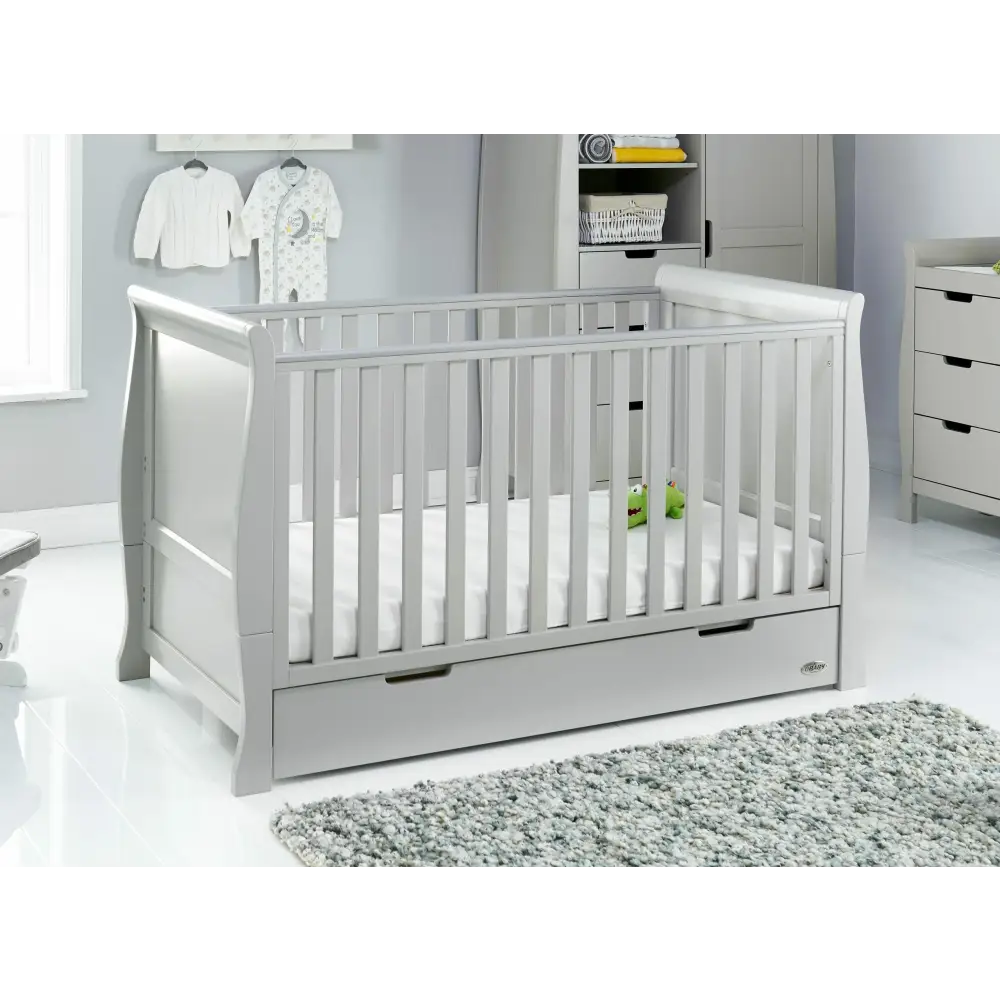 OBaby Stamford Classic Cot Bed - Warm Grey with Under Bed Drawer  Obaby   