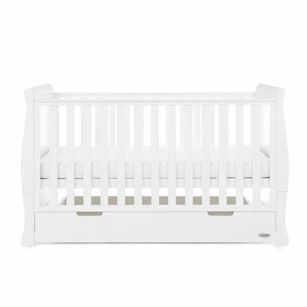 OBaby Stamford Classic Cot Bed - White with Under Bed Drawer  Obaby   
