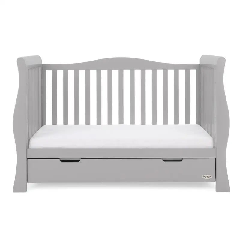 OBaby Stamford Luxe Cot Bed - Warm Grey with Under Bed Drawer  Obaby   