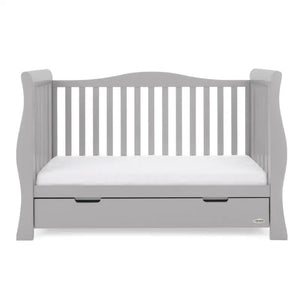 OBaby Stamford Luxe Cot Bed - Warm Grey with Under Bed Drawer  Obaby   