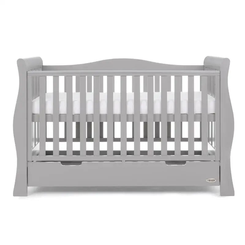 OBaby Stamford Luxe Cot Bed - Warm Grey with Under Bed Drawer  Obaby   