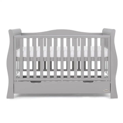 OBaby Stamford Luxe Cot Bed - Warm Grey with Under Bed Drawer  Obaby   