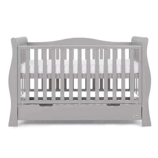 OBaby Stamford Luxe Cot Bed - Warm Grey with Under Bed Drawer  Obaby   